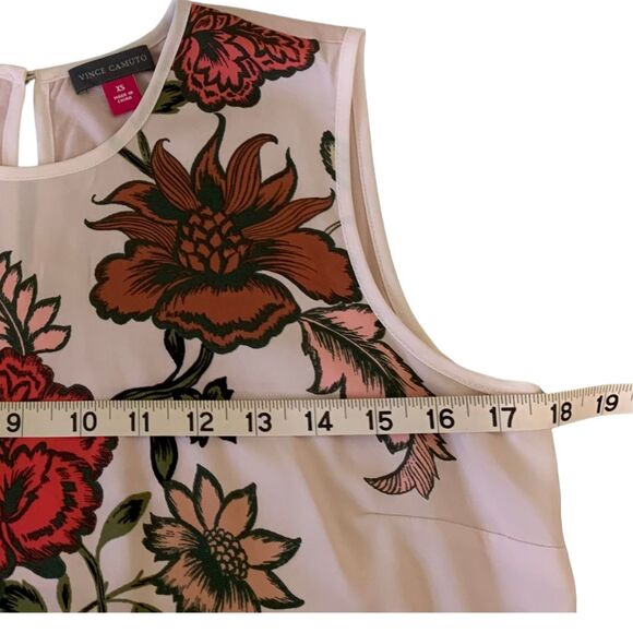 Vince Camuto Floral Print Blush Pink Sleeveless Top for Women Size XS - Picture 9 of 11